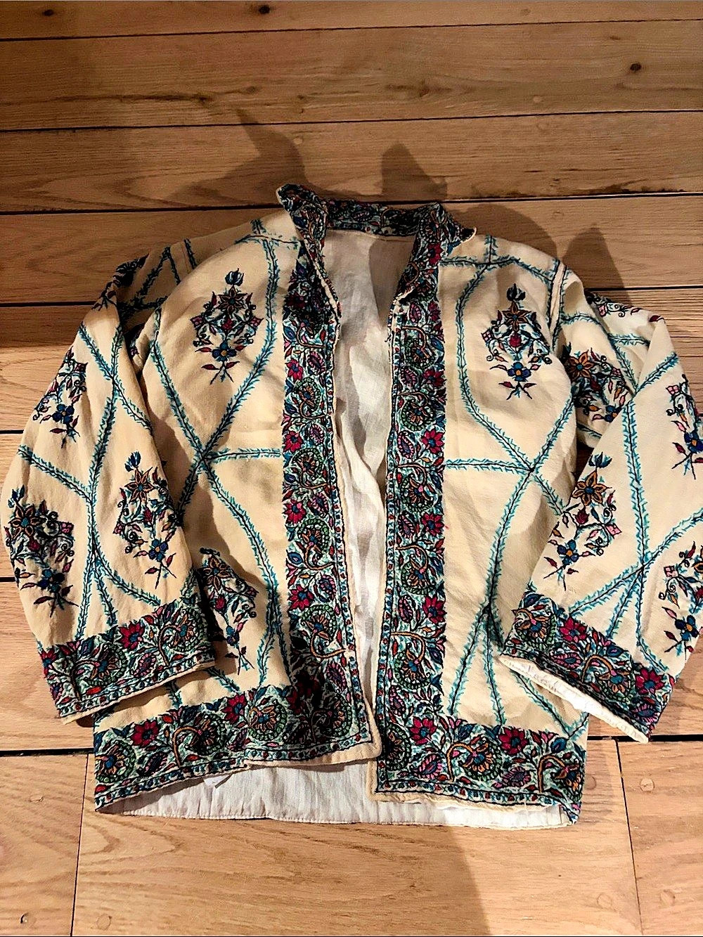 Vintage Embroidered Jacket in Cream & Multicolor
